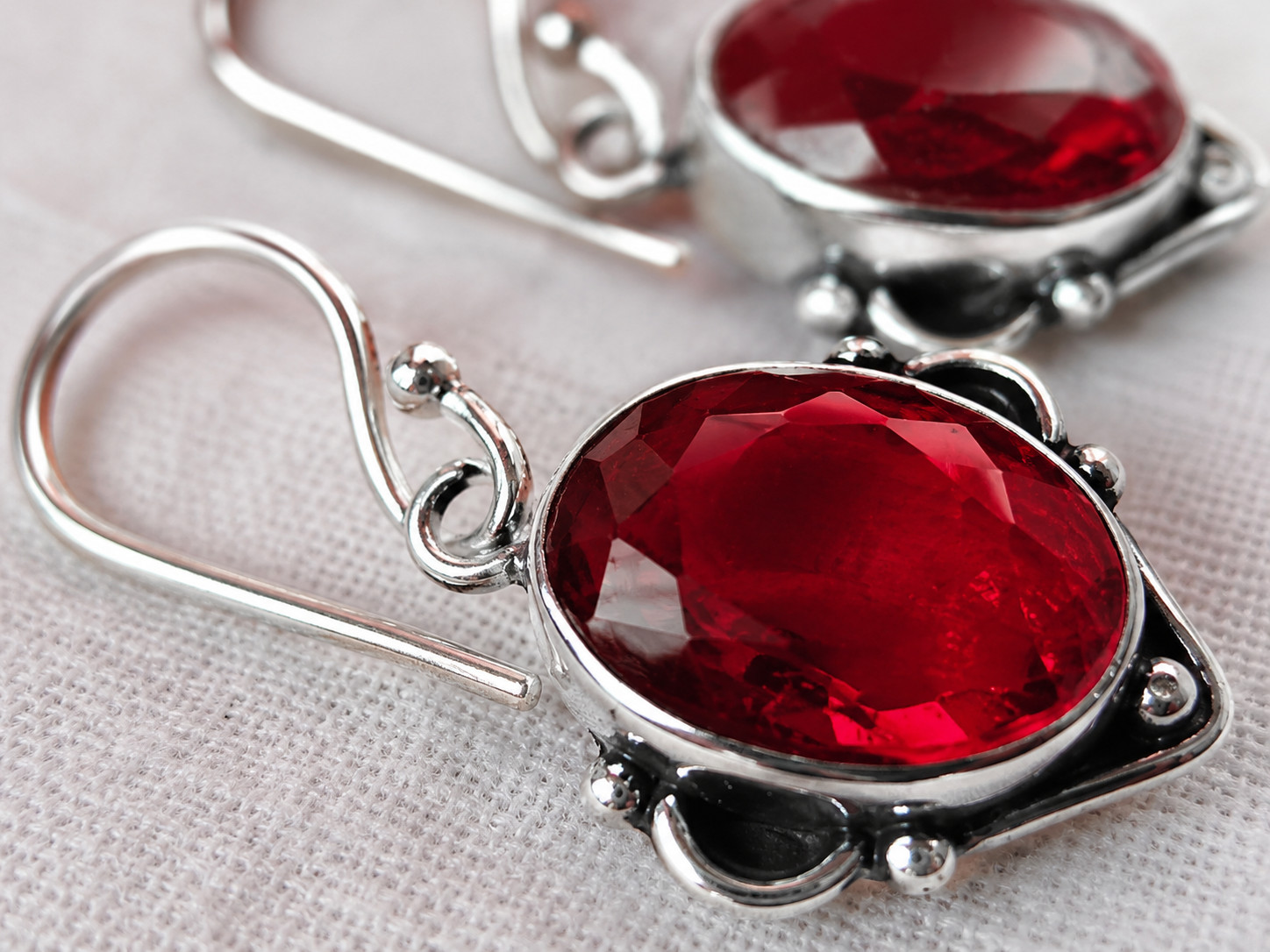 Red Garnet Earrings 925 Sterling Silver Boho Gift for Women
