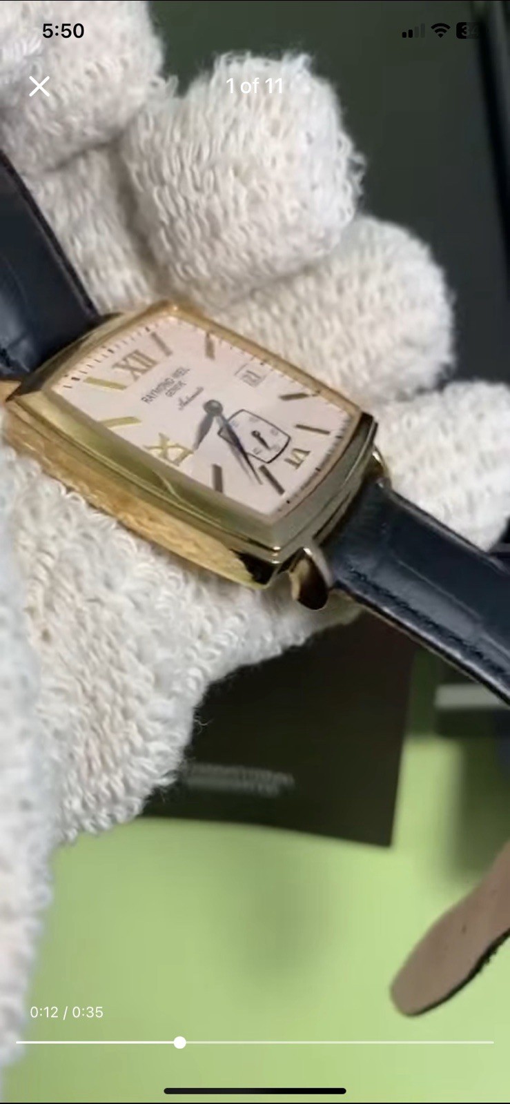 Raymond Weil Tradition Gold Plated Cream Dial Small Second Blue Hands Swiss