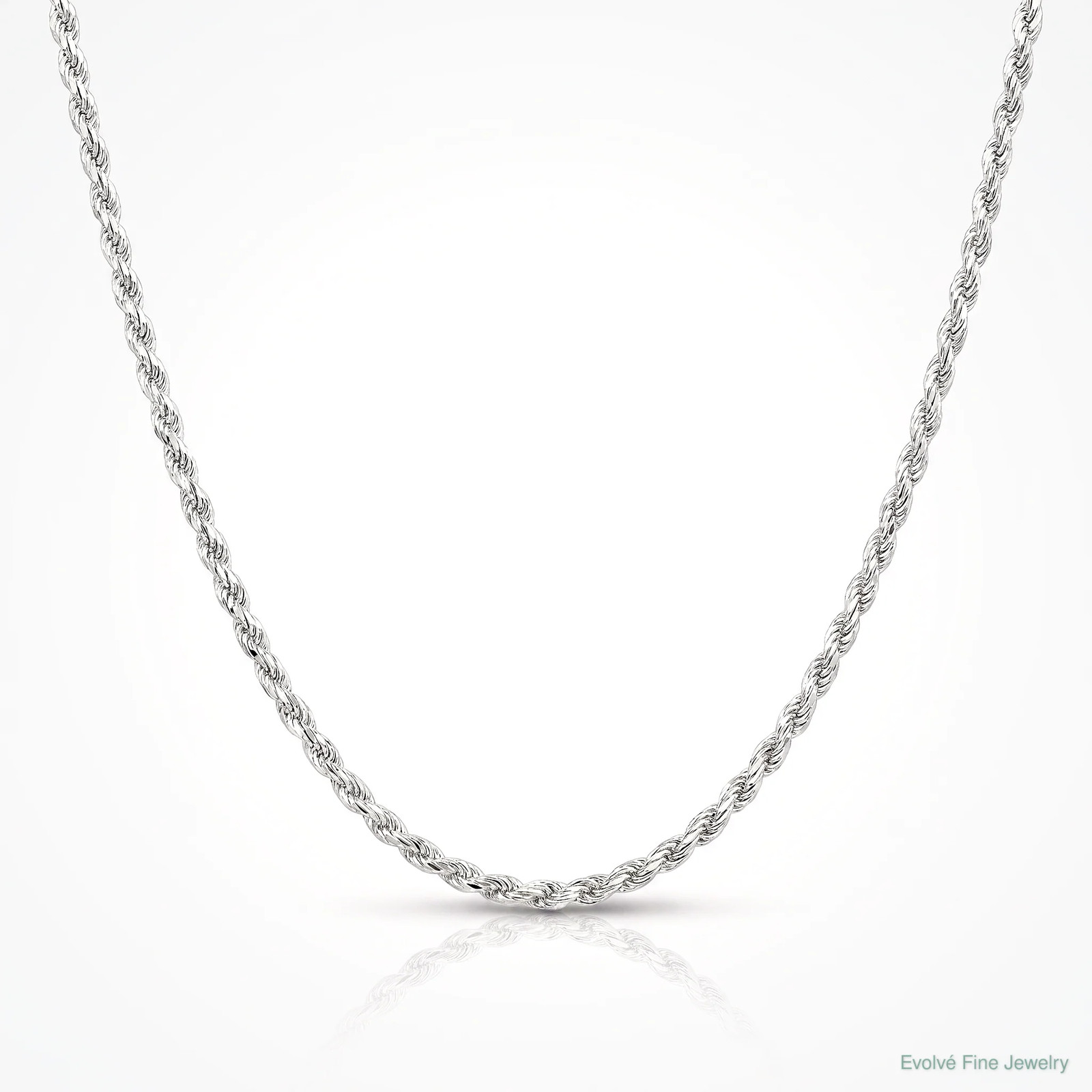 Sterling Silver 2.75mm Diamond-Cut Rope Chain Necklace 16″-36″