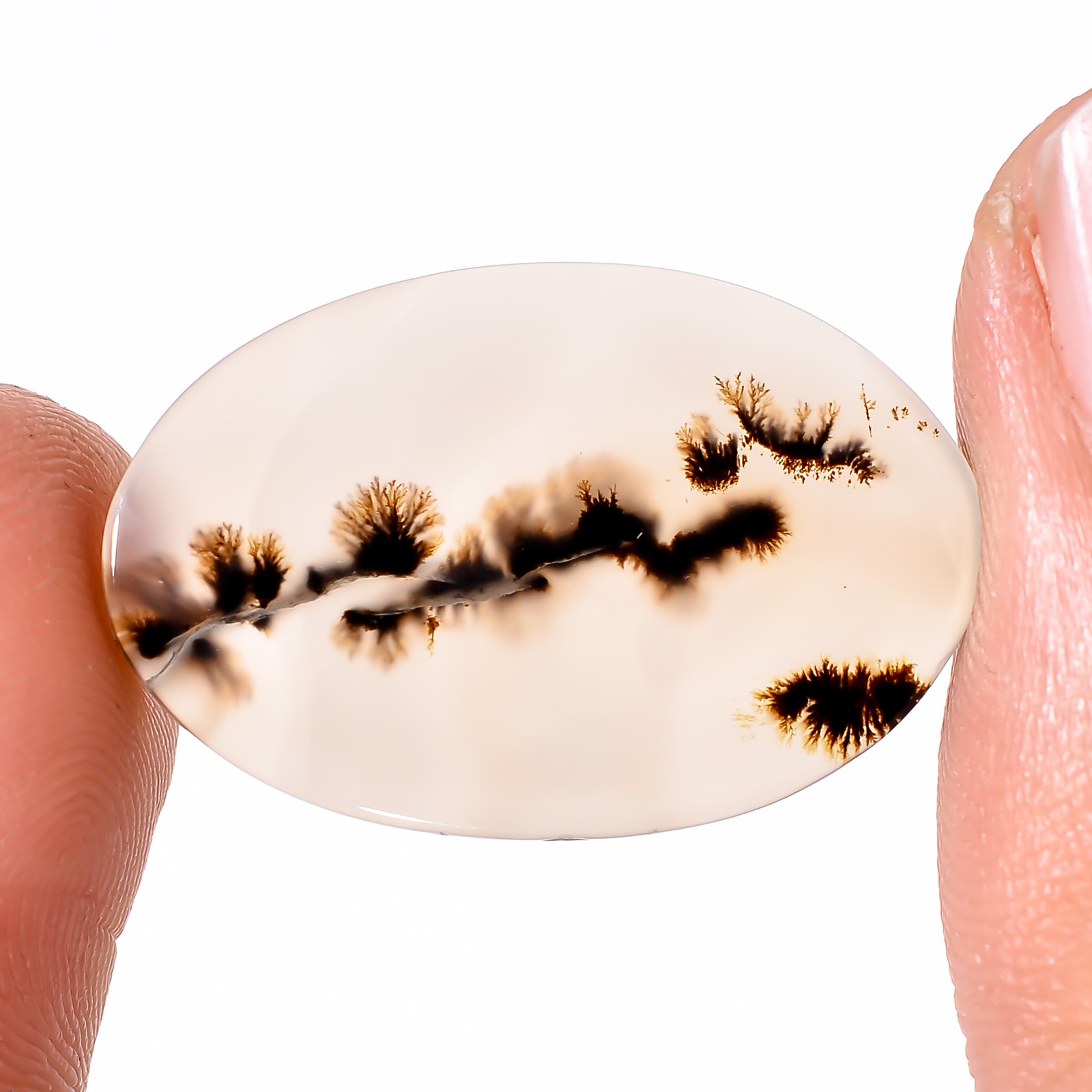 9.05Cts.100%Natural Scenic Dendritic Agate Oval Cabochon 15x24x2mm Loose Gems