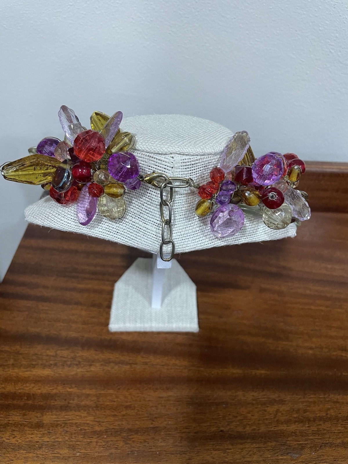 Extravagant Hand Beaded Glass Multi color Necklace. 19”