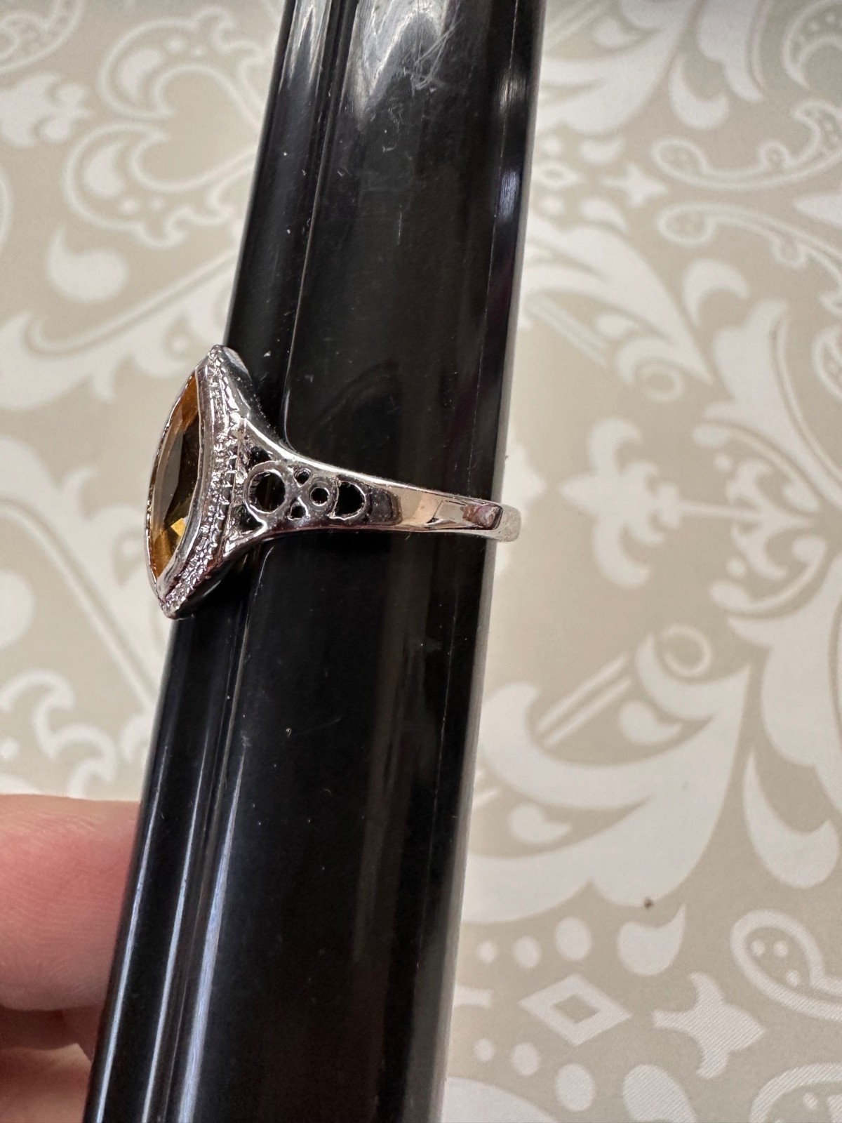 Sterling Silver Faux Marquise Golden Citrine Ring Size 10