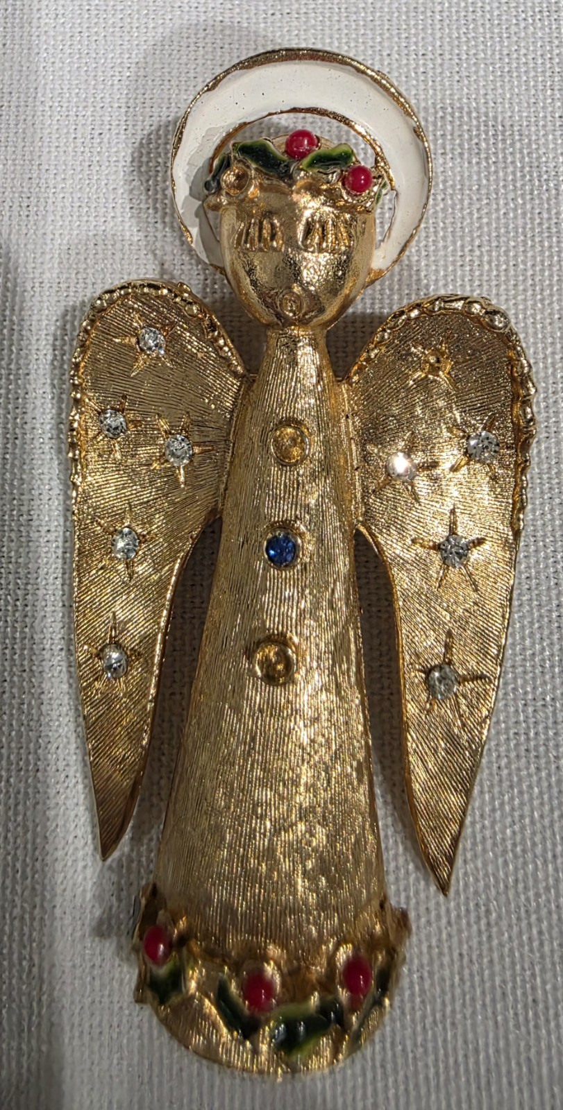 Vintage Angel Rhinestone signed ART Brooch Pin Gold Tone Stunning