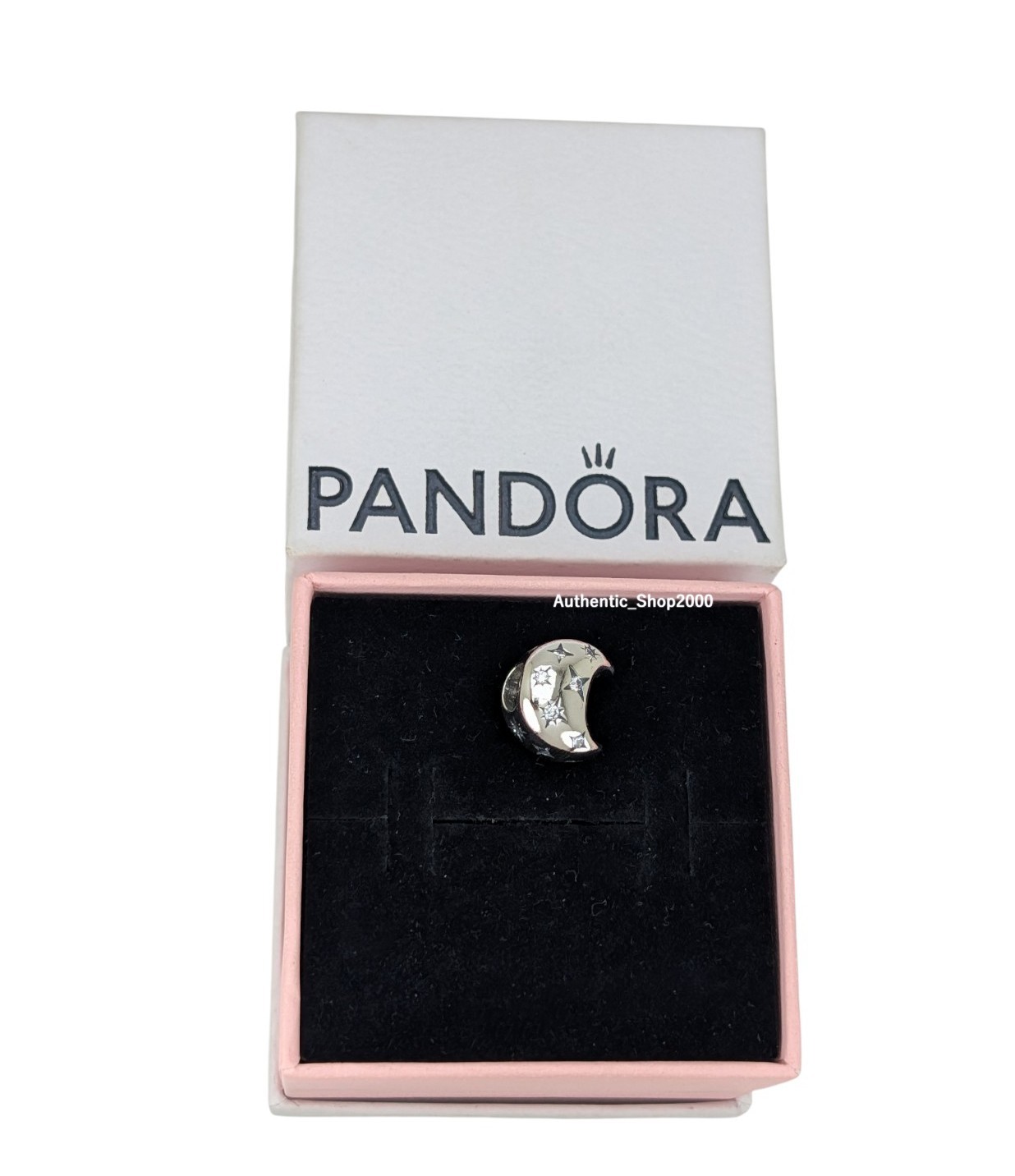 New 100% Authentic PANDORA 925 Ale Crescent Moon Sparkle Stars Charm 794254C01