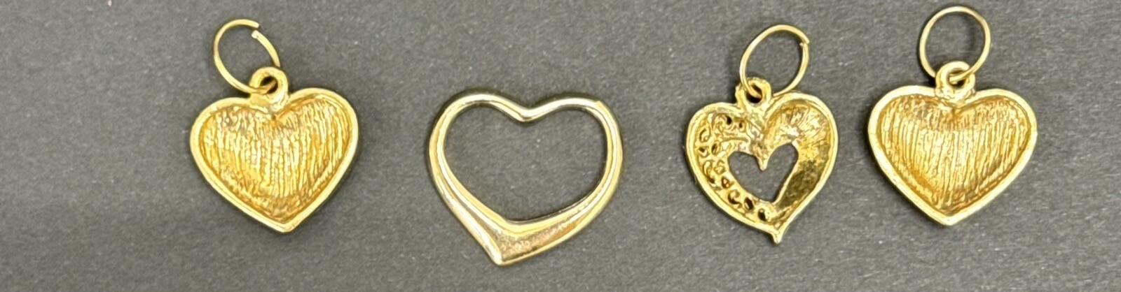 Lot of 4 Gold tone & Enameled Heart Pendants Approx. 0.75″ diameter