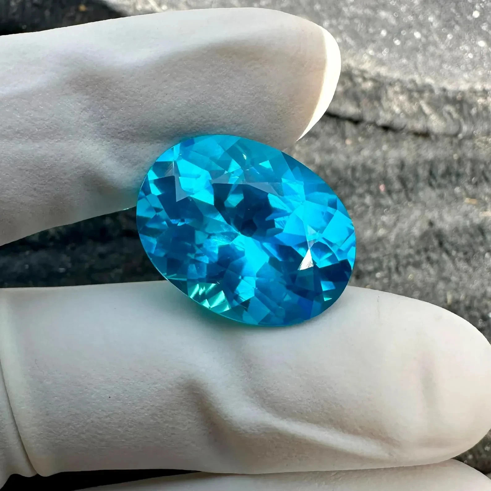 Natural Certified Neon Blue Paraiba Tourmaline 31.44 Ct Oval Cut Loose MR Gems A