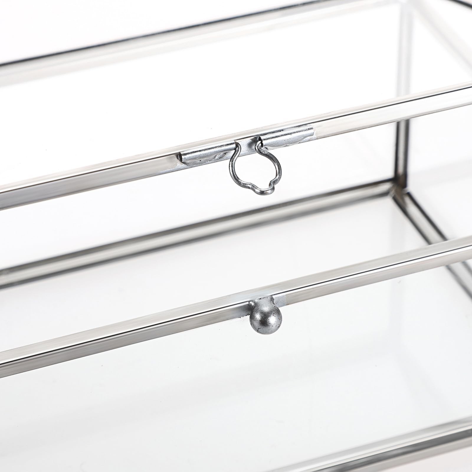 Vintage Glass Keepsake Box | Small Jewelry Display Case & Organizer for Rings, B