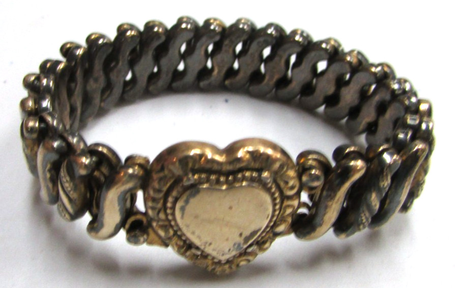 Vintage Carmen D.F.B. Sweetheart Heart Gold Filled Expansion Bracelet