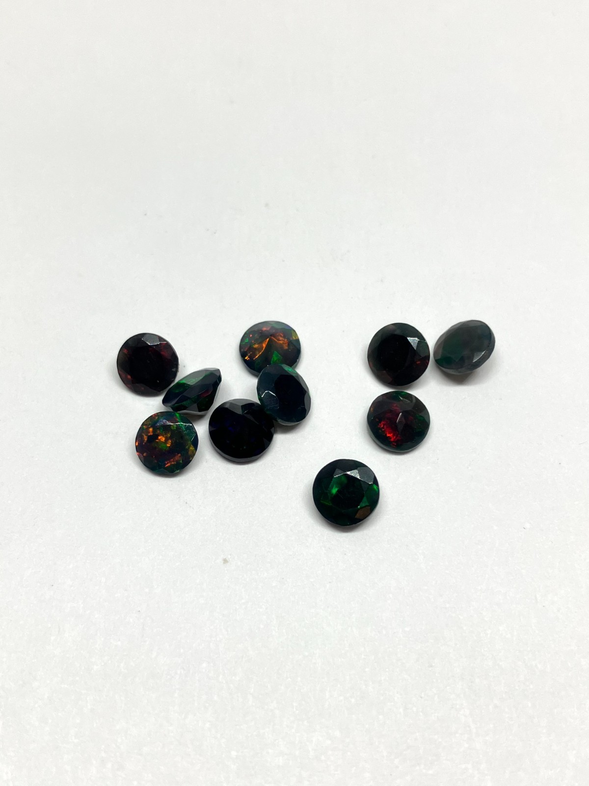 Black Fire Opal AAA Natural Ethiopian Round Cut Loose Gemstone For All Jewelry