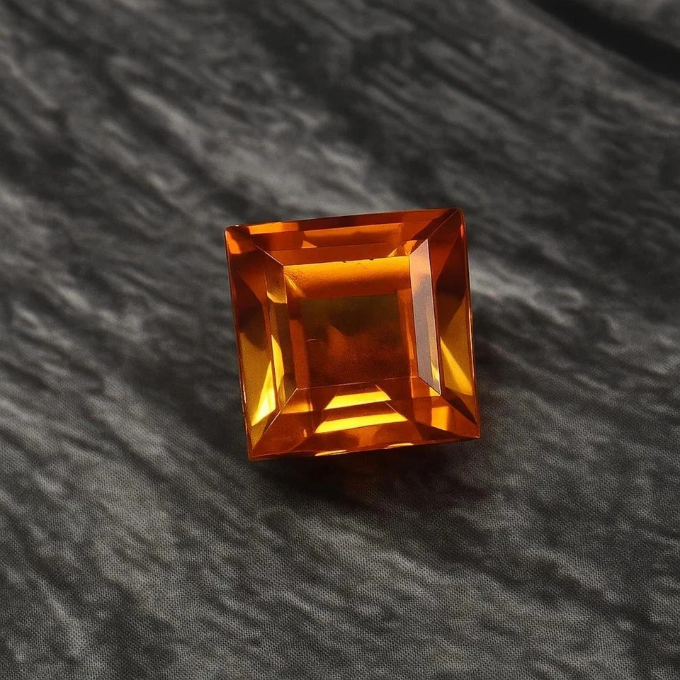 Natural Ceylon Orange Sapphire 10.01 Ct Princess Cut Certified Loose Gemstone