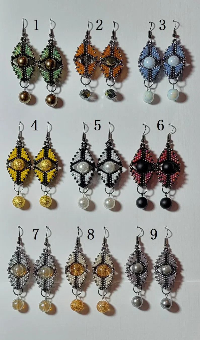 Handmade Beaded Earrings Dangle Drop Handcrafted Jewelry