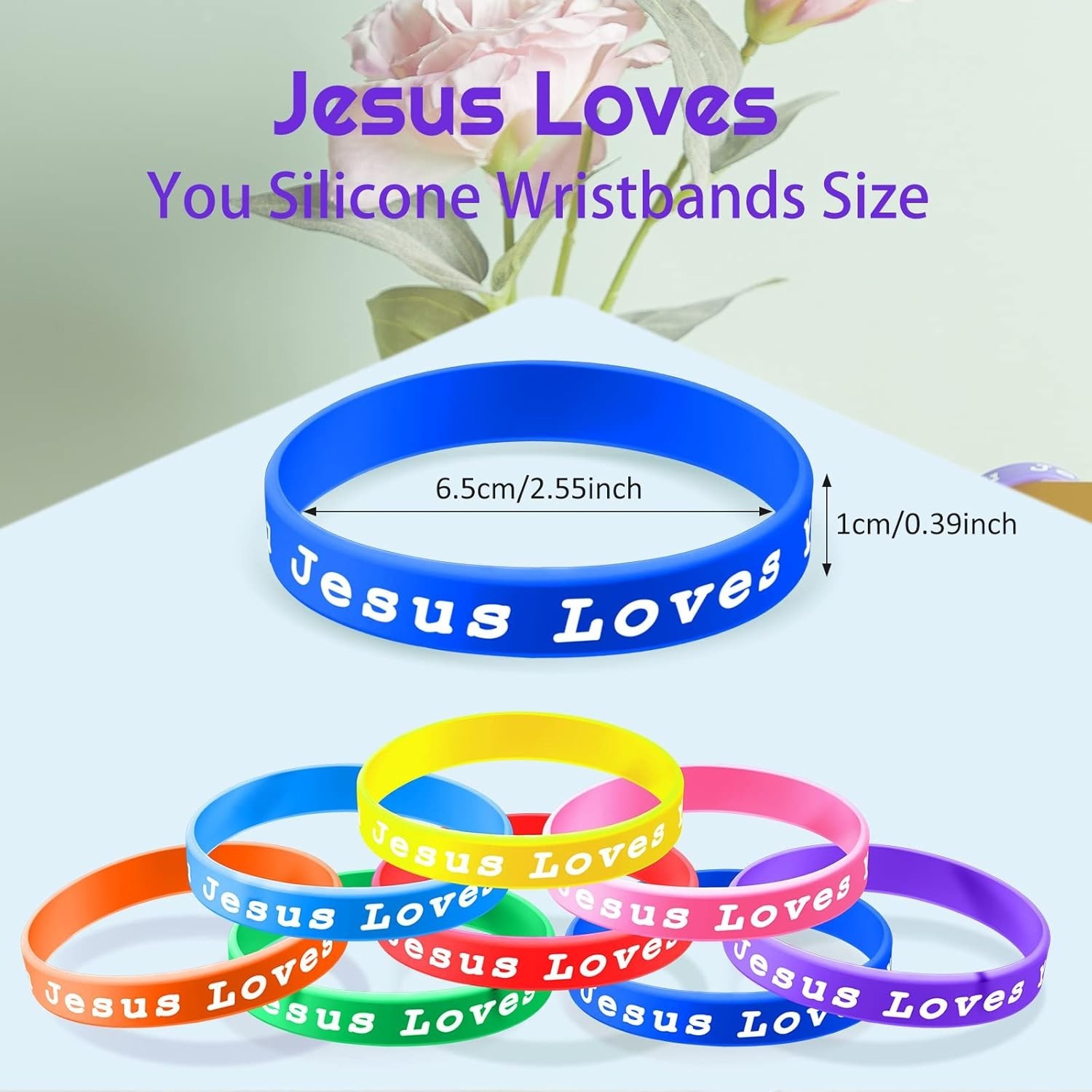 8-Inch Jesus Loves You Silicone Wristbands for Kids & Adults – 120 Count Variety