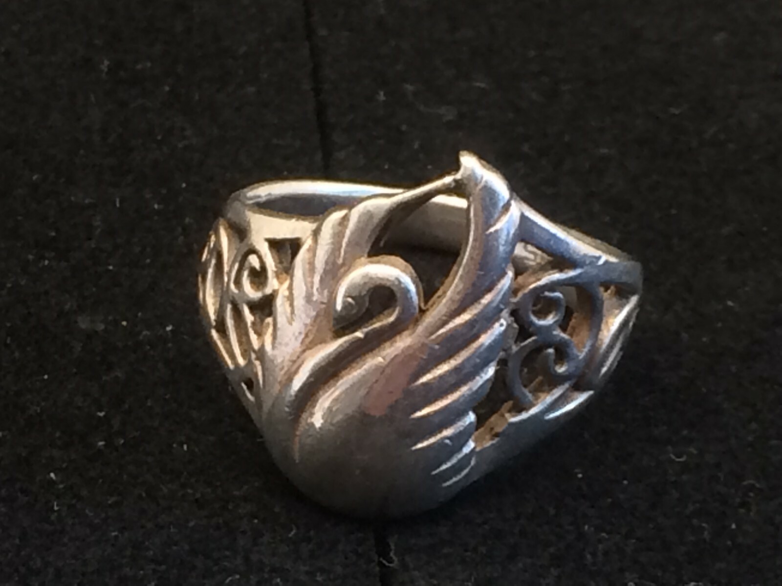 Cute Silver Swan Ring 925 Hallmarked Silver 4.6g 19mm Inner Breakthrough Colour