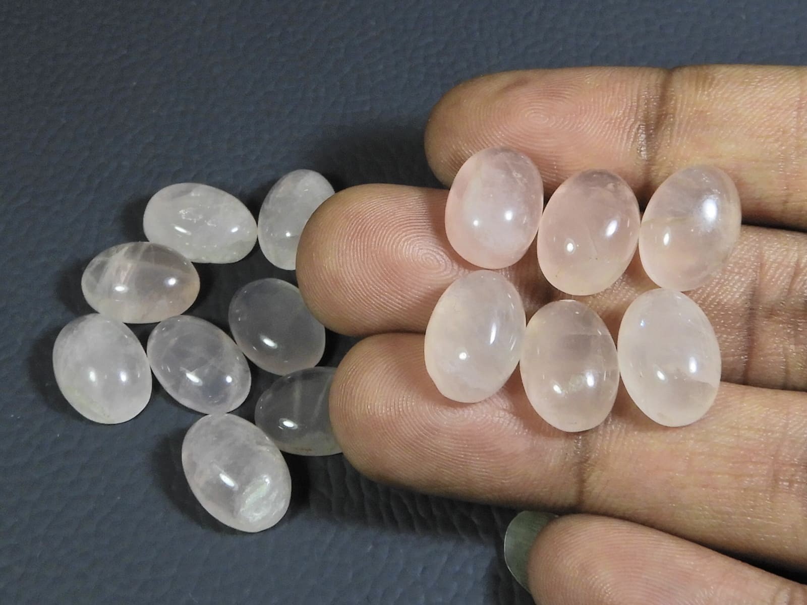10X14MM Natural Rose Quartz Oval Cabochon Loose Gemstone 15Pcs Lot 100Cts. v599