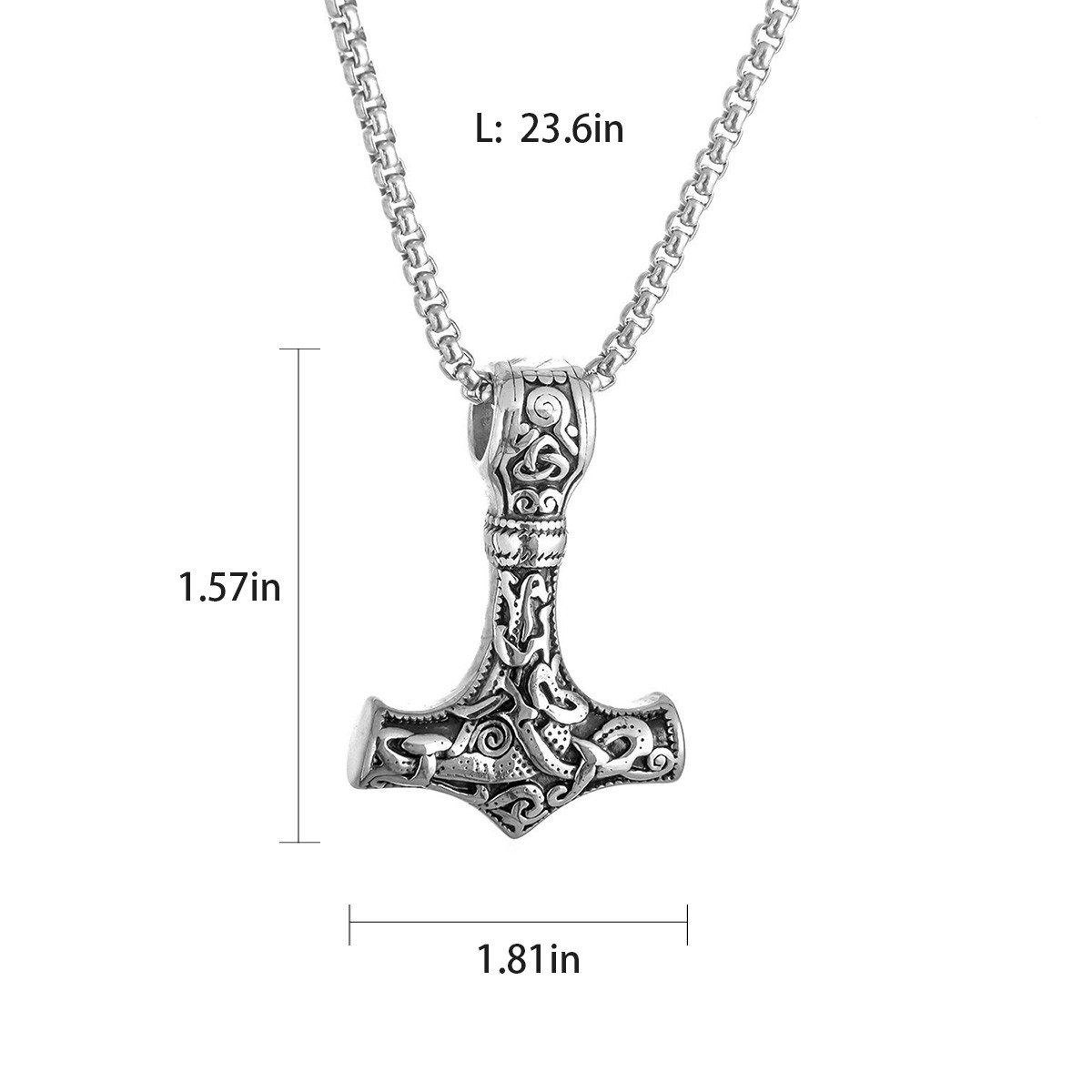 Retro Viking Weapon Pendant Necklace Set 3Pcs Mjolnir Axe Spear