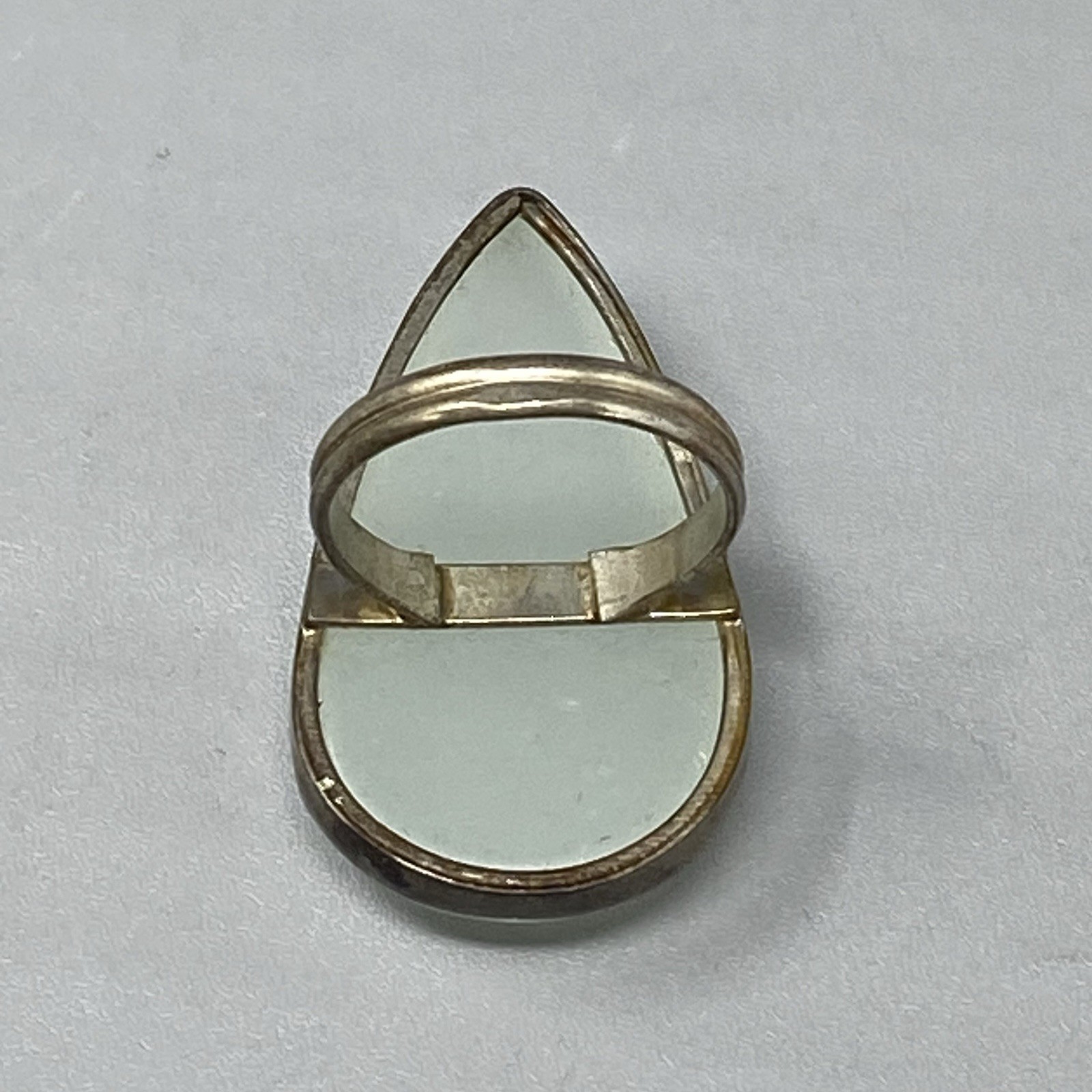 Creamy White Stone Ring Large Teardrop Chunky Retro Bohemian Marked 925 Size 8