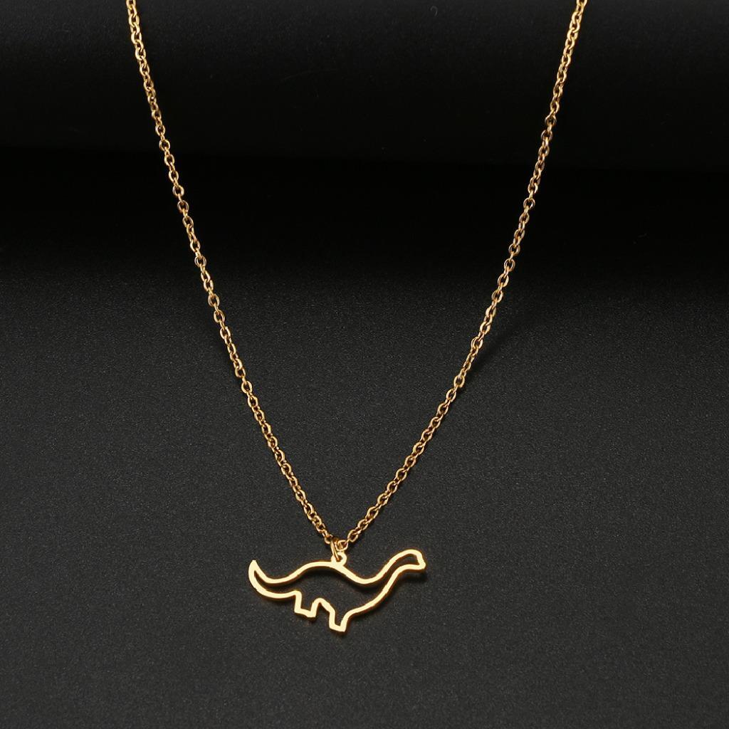 DINOSAUR NECKLACE Brontosaurus Silver or Gold Stainless Steel Pendant 18″ Chain