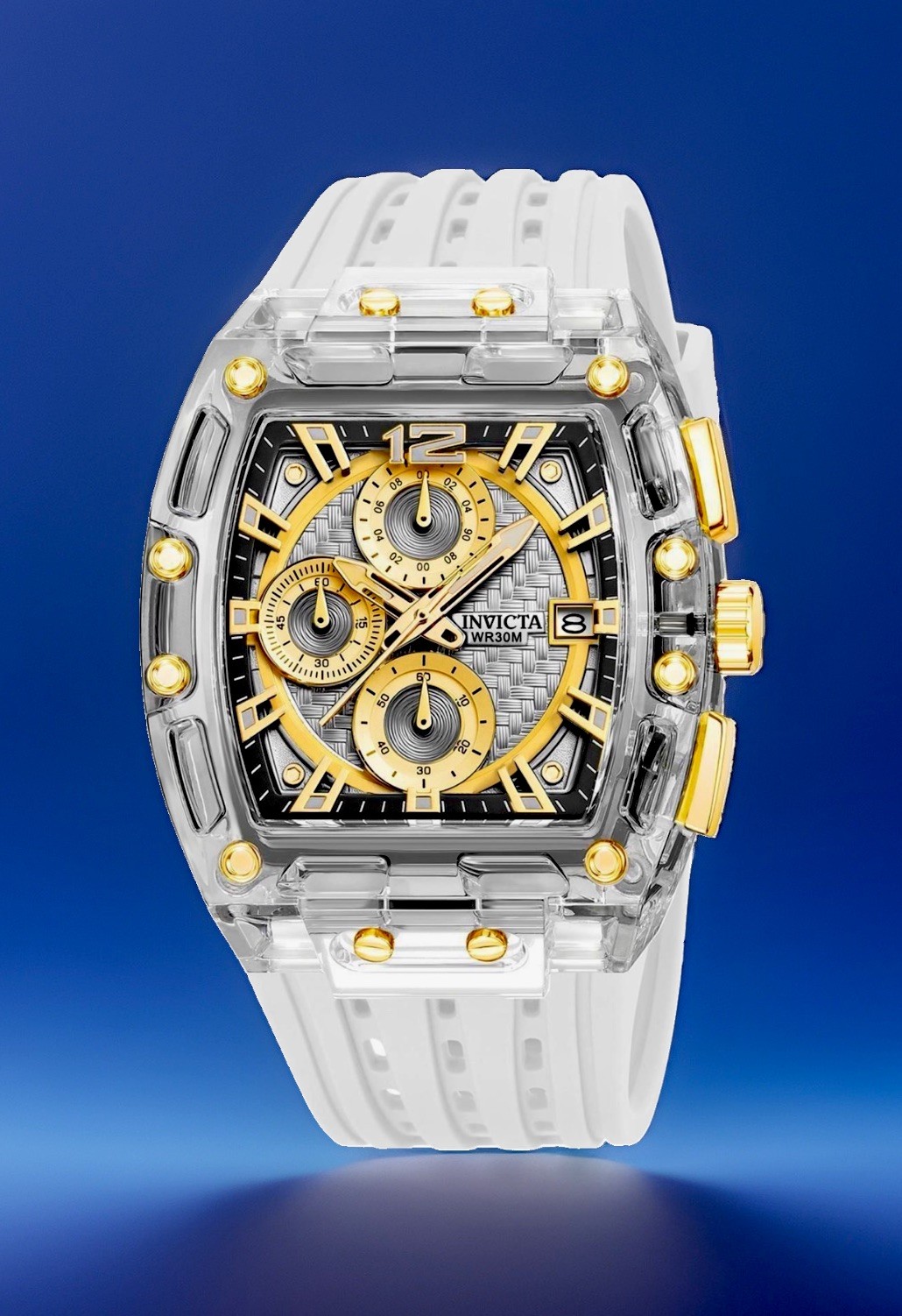 Invicta S1 Rally Allogrip, 42mm Transparent Case, WR 30m, 8.5”, New/Box/3yr Wnty