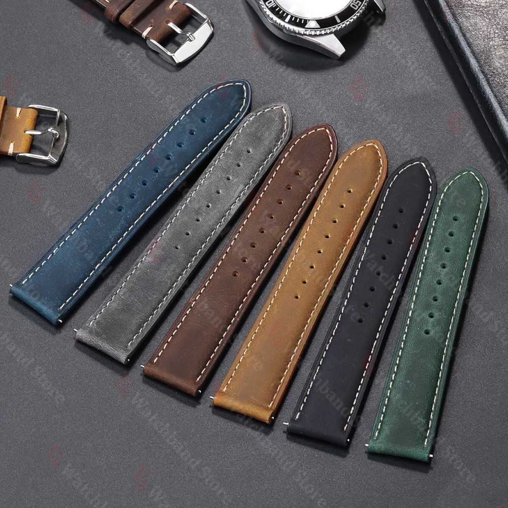 Genuine Calfskin Leather Watch Band 18mm 20mm 22mm 24mm Butterfly Buckle Strap
