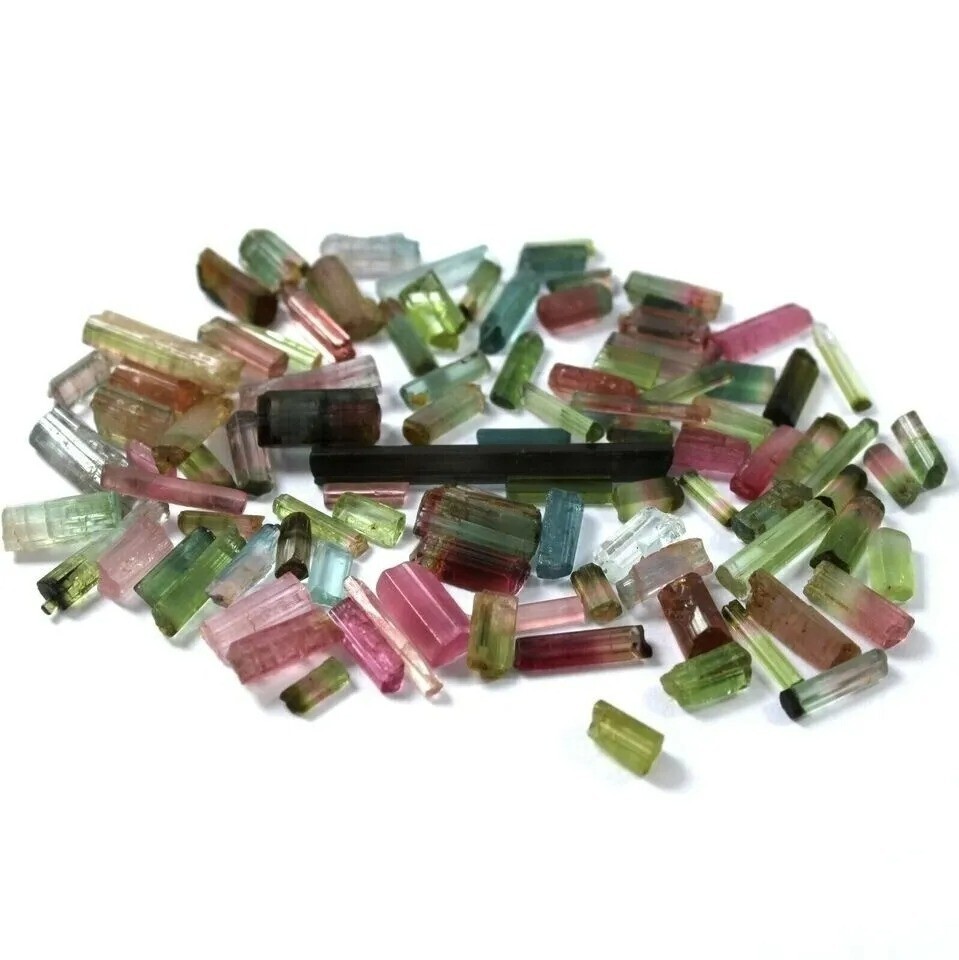 Natural 150 Ct Tourmaline Pencil Bi-Color/Multicolor Rough Lot Loose Gemstone