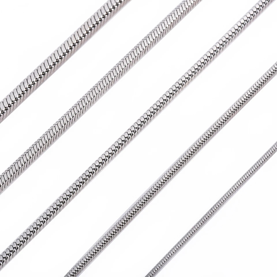 Square Snake Chain Necklace Stainless Steel Silver Color Men Smooth Jewelry