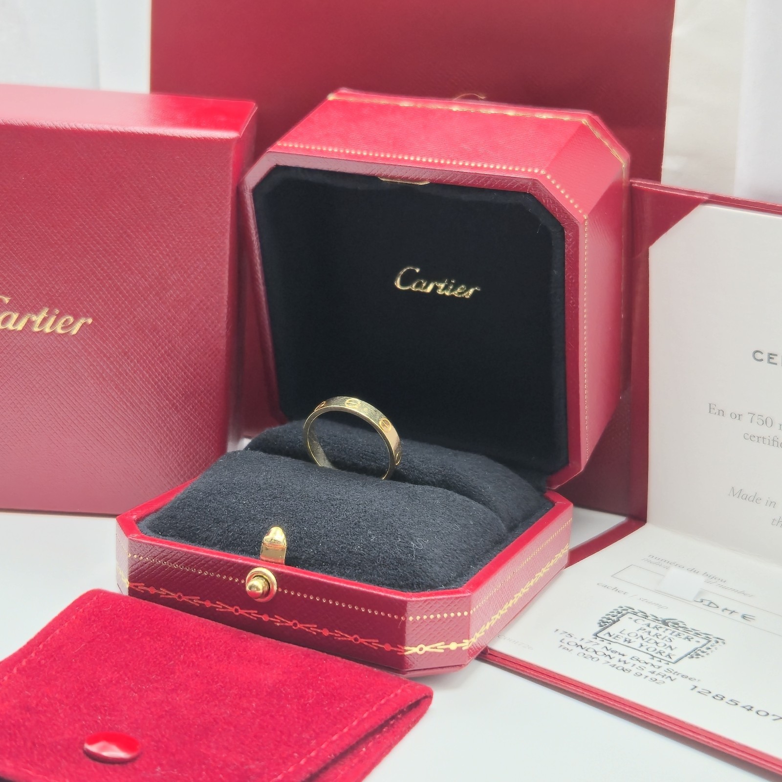 Cartier Love Ring Small Model Size 57 Yellow Gold Au 750 W/ Receipt Certificate