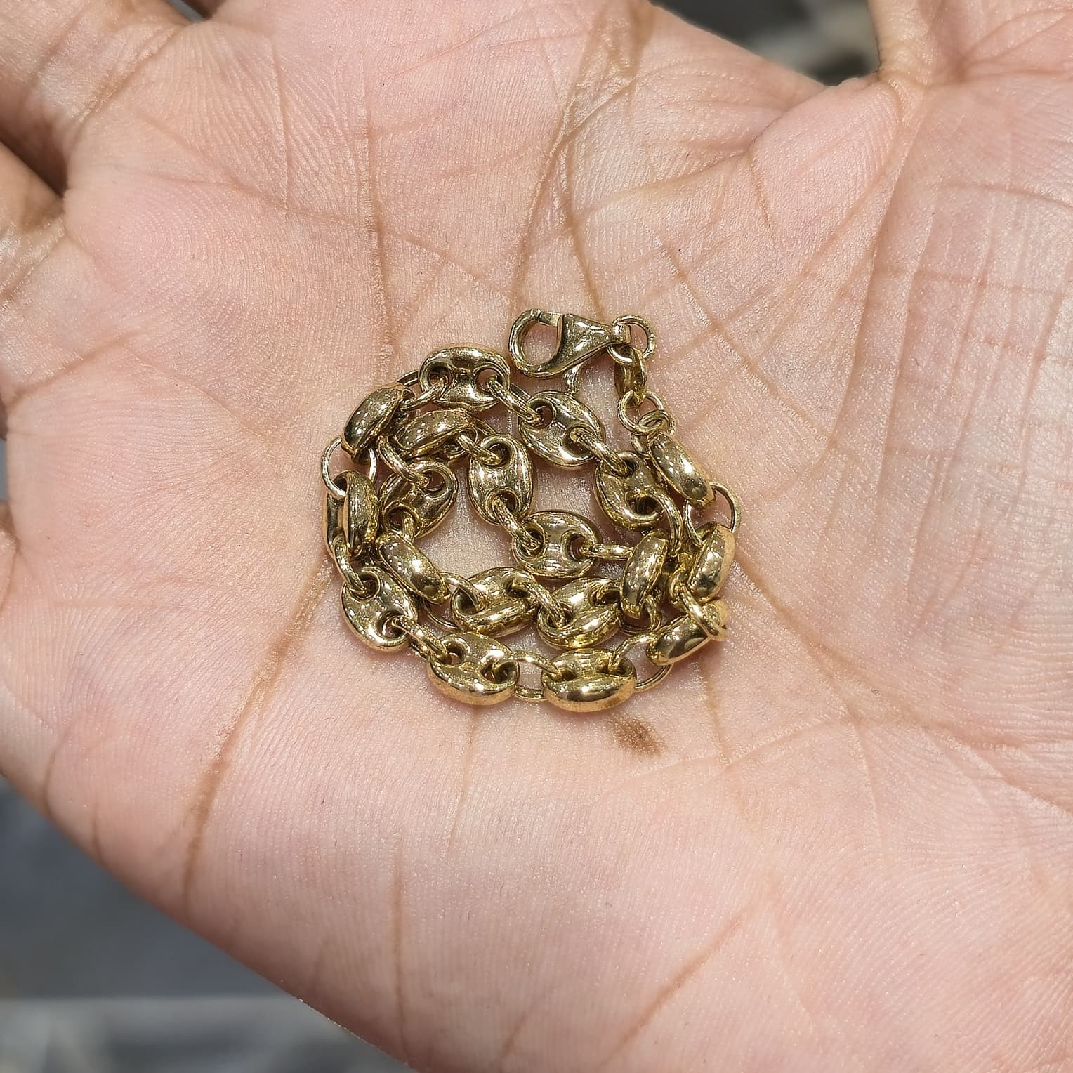 Real 10K Yellow Gold Hollow Puff Gucci Link 5 mm Bracelet 7 inch 4.13 grams