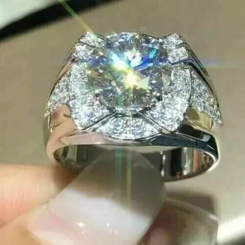 2.50Ct Round Lab Created Diamond Men’s Engagement Ring 14K White Gold Plated