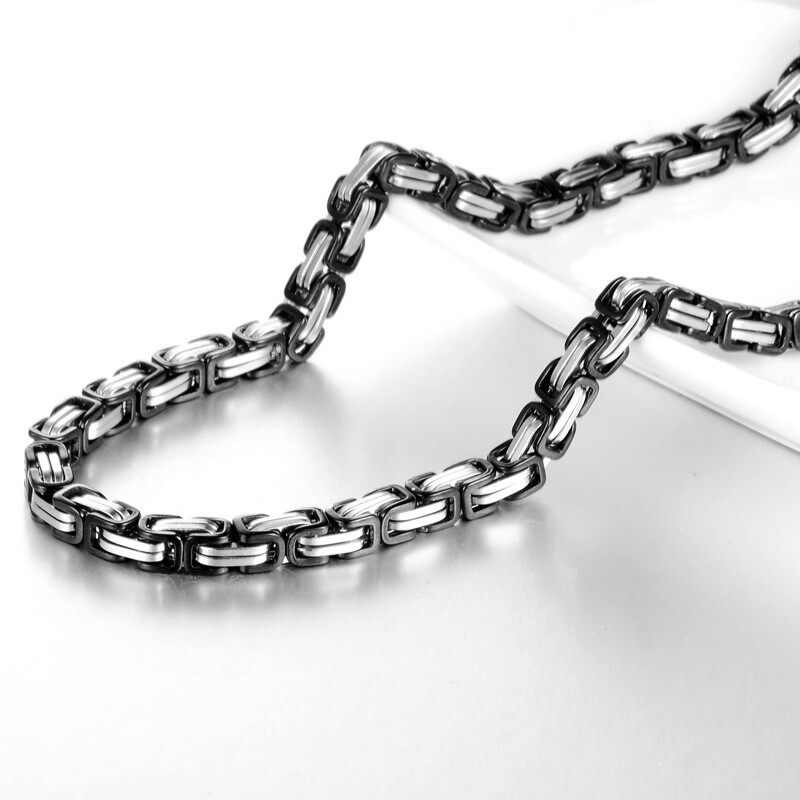 4/5/8mm Stainless Steel Byzantine Link Chain Necklace For Men Gold Silver Black