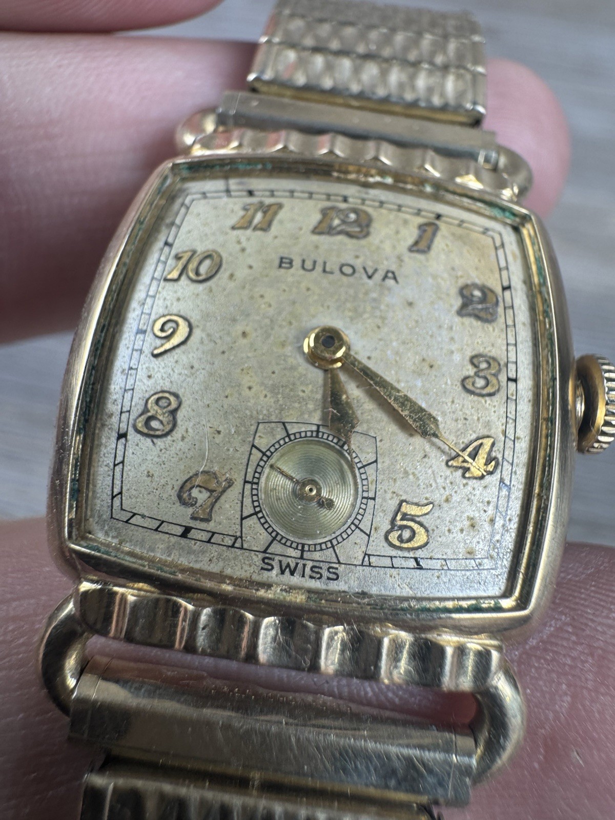 VTG Bulova Director Watch No Crystal Winds Ticks See Description For Parts Only