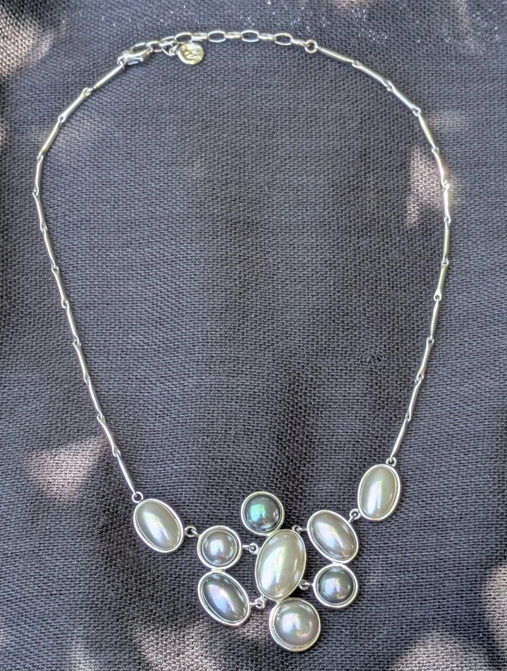 Majorica M Multicolor Faux Mabe Pearl 925 Sterling Silver Necklace 15″ – 17″ D64