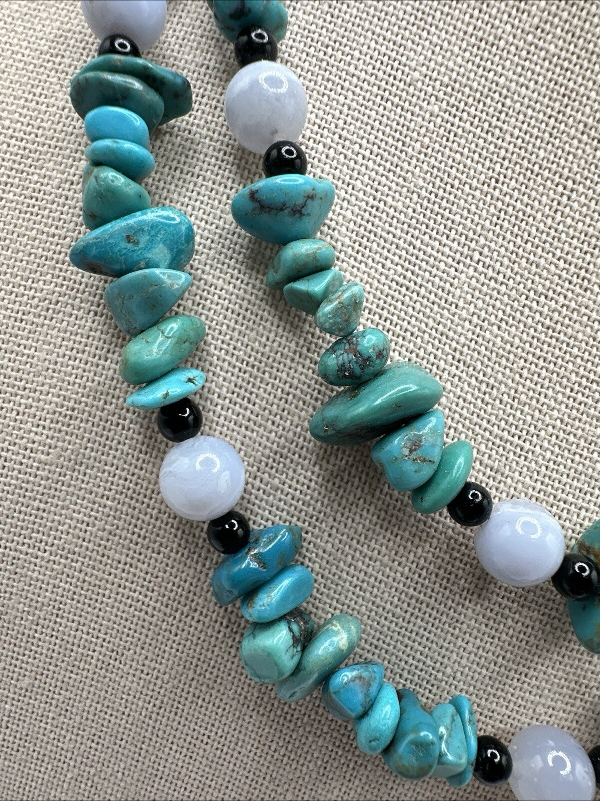 Mine Finds By Jay King Long Turquoise Blue Lace Agate & Chalcedony 925 Necklace