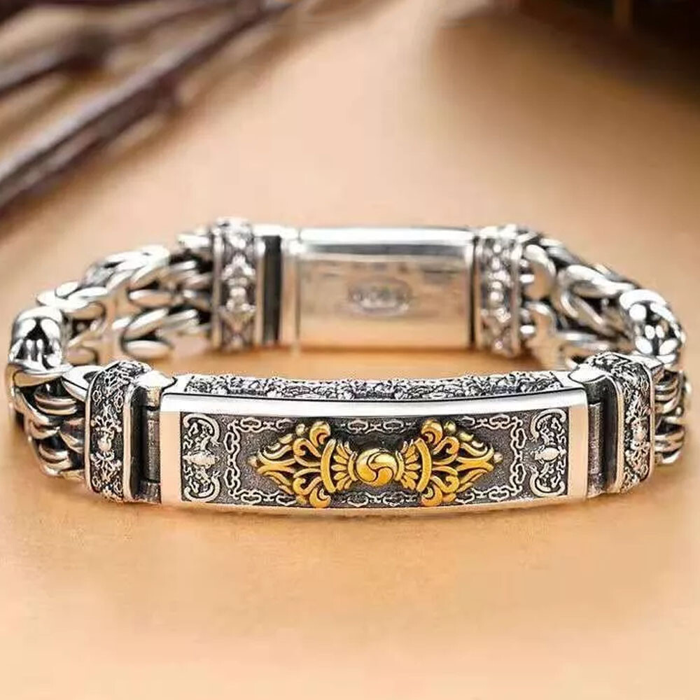 20cm 925 Silver Sterling Bangle Bracelet Chain Vintage Men’s Jewelry Gift NEW