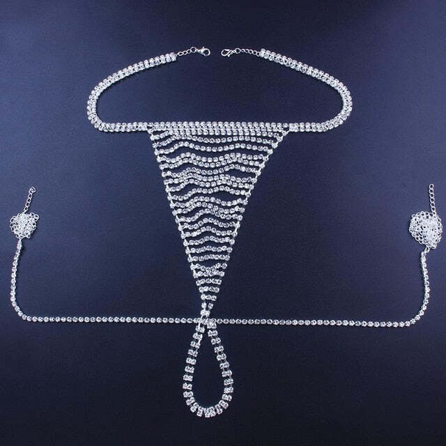 Crystal Thong lingerie Panty underwear Jewelry Belly Waist Chain Body Jewelry Bi