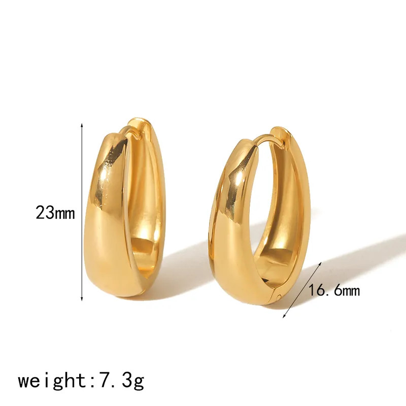 304 Stainless Steel Geometric Hoop Earrings 18K Gold PVD Waterproof Women