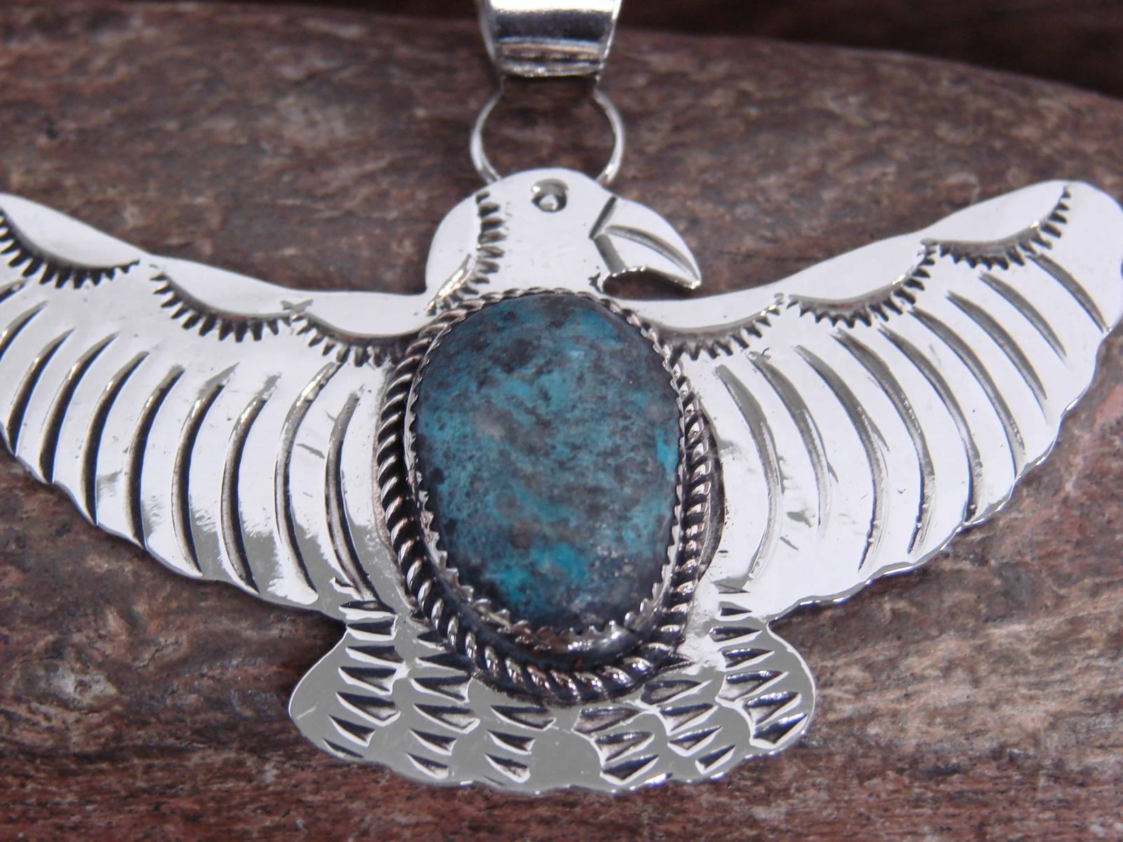 Native American Nickel Silver & Turquoise Eagle Pendant – Cleveland
