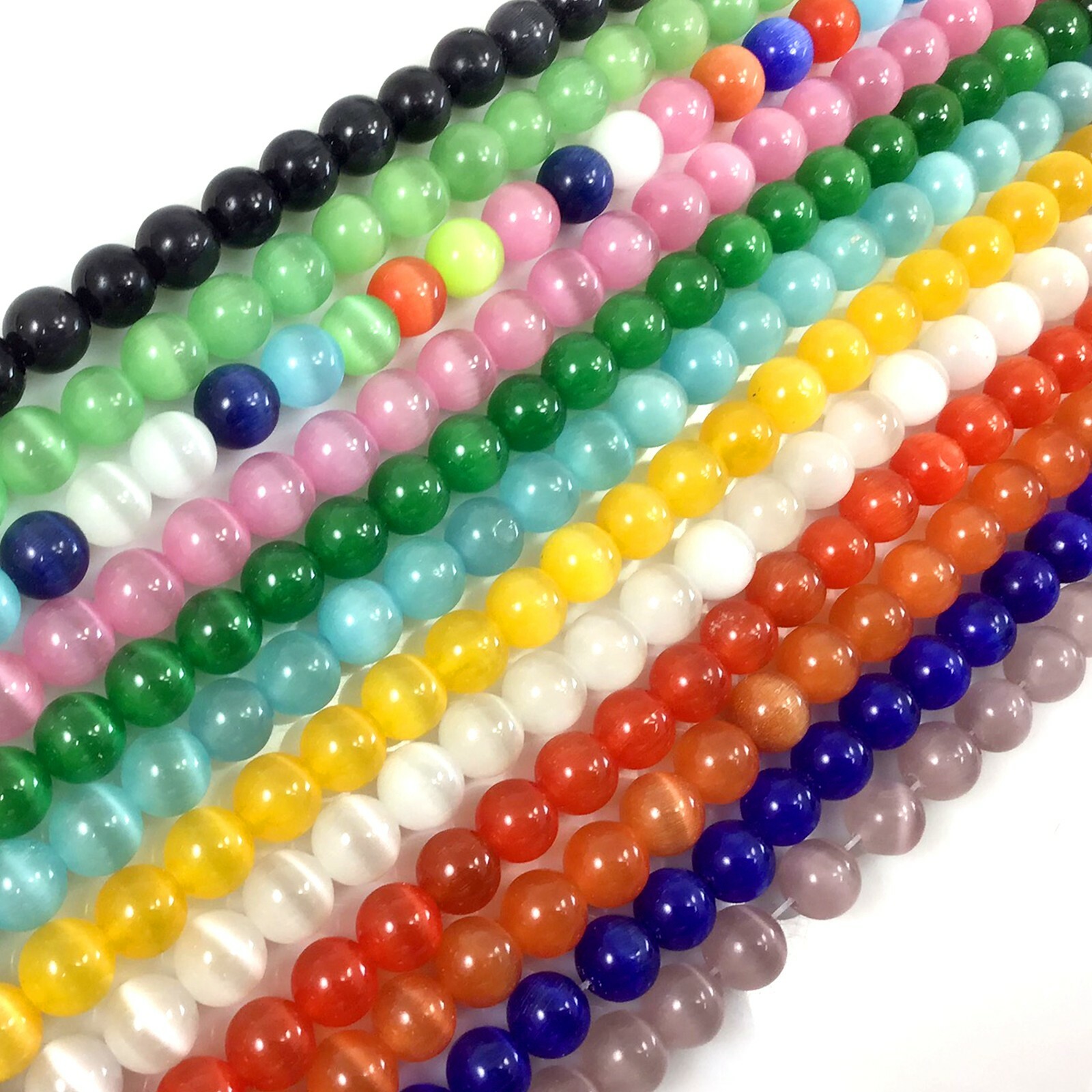 Cat Eye Round Beads 14″ Cat’s Eye Glass 4mm 6mm 8mm 10mm 12mm Loose Craft DIY