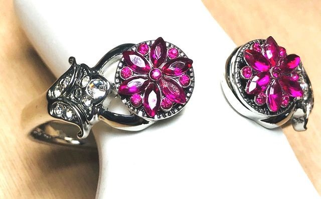 Mini Snap Jewelry Rhinestone Pink Flower fits 12mm Petite Ginger Accessories NEW