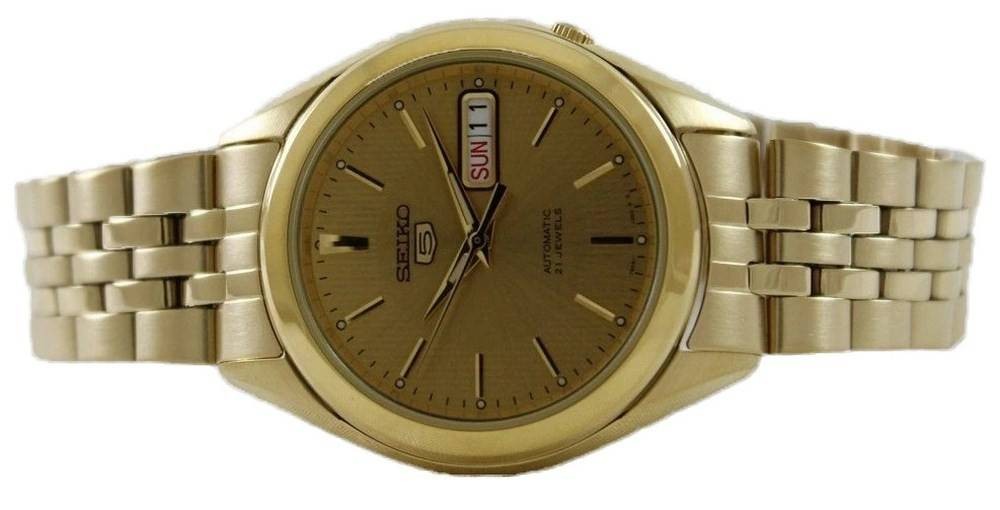 Seiko 5 Automatic 21 Jewels Gold Tone Dial Stainless Steel SNKL28K1 Mens Watch