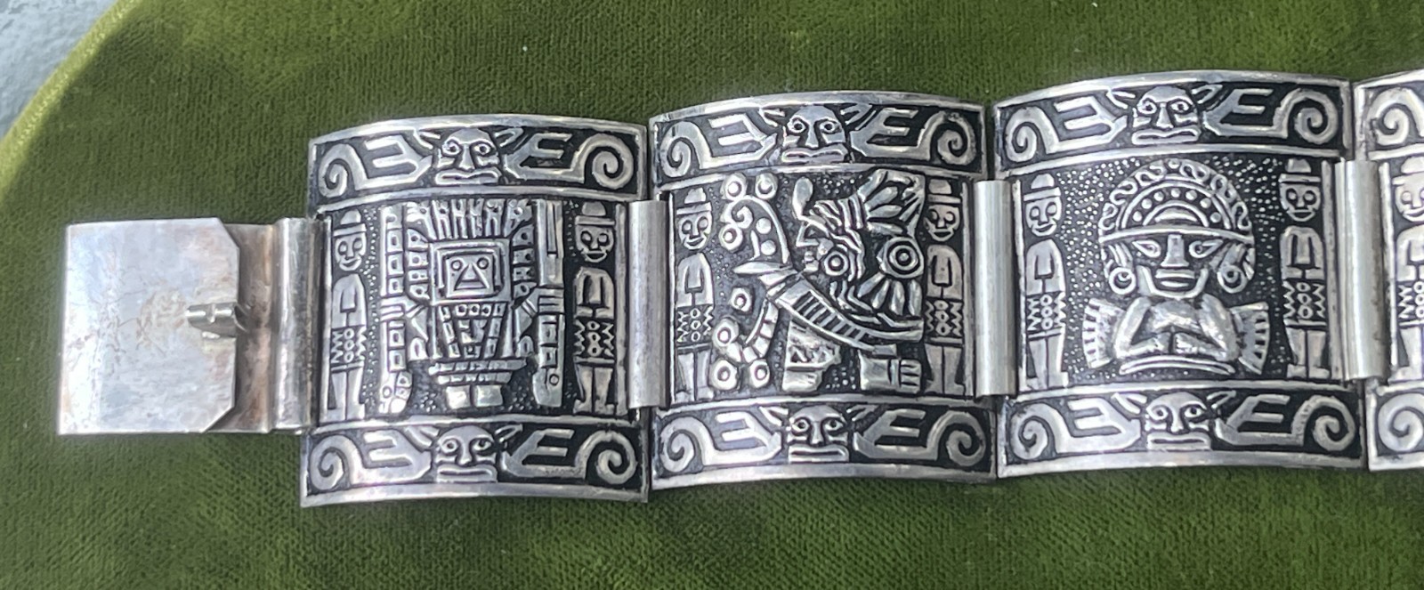 Vintage Sterling Silver 925 Peruvian PERU Panel Link Storyteller Bracelet