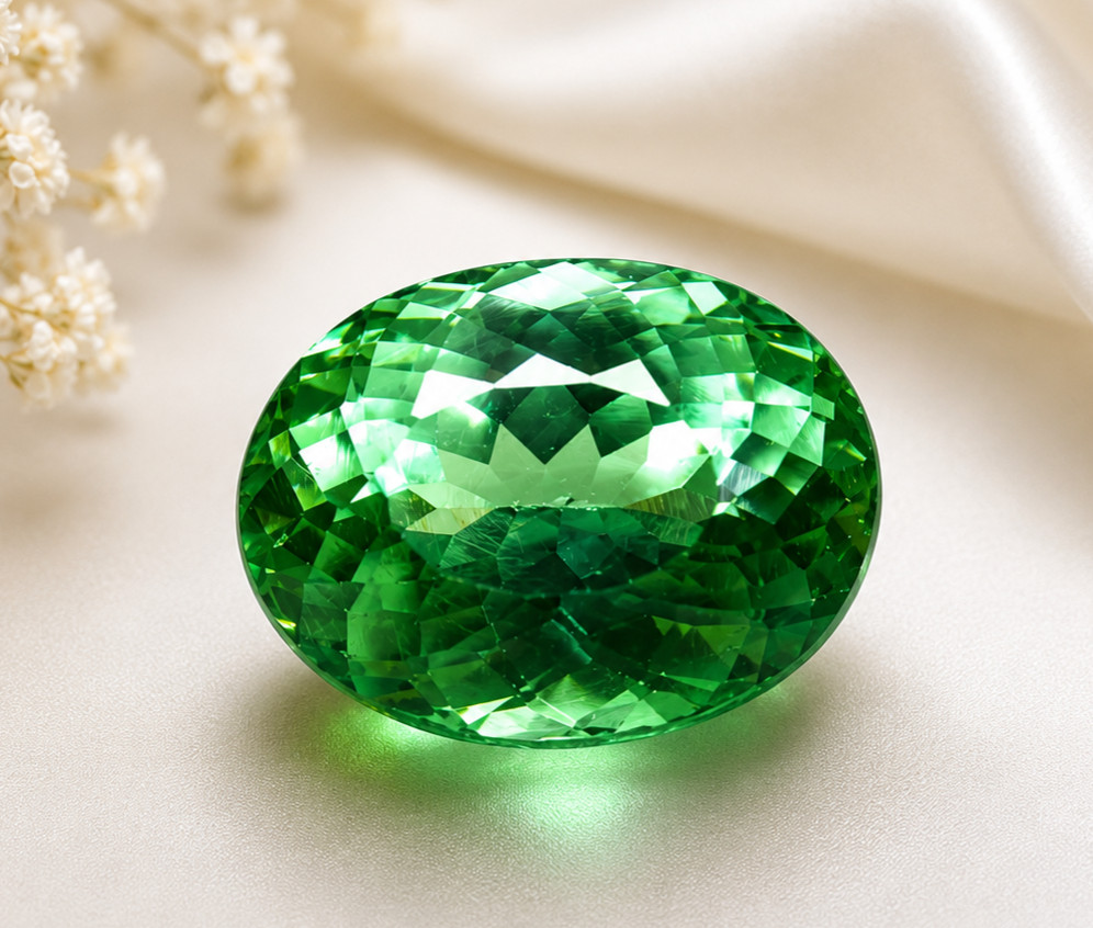 8CT Natural Green Tourmaline Oval Cut Loose Gemstone | Faceted Green Tourmaline