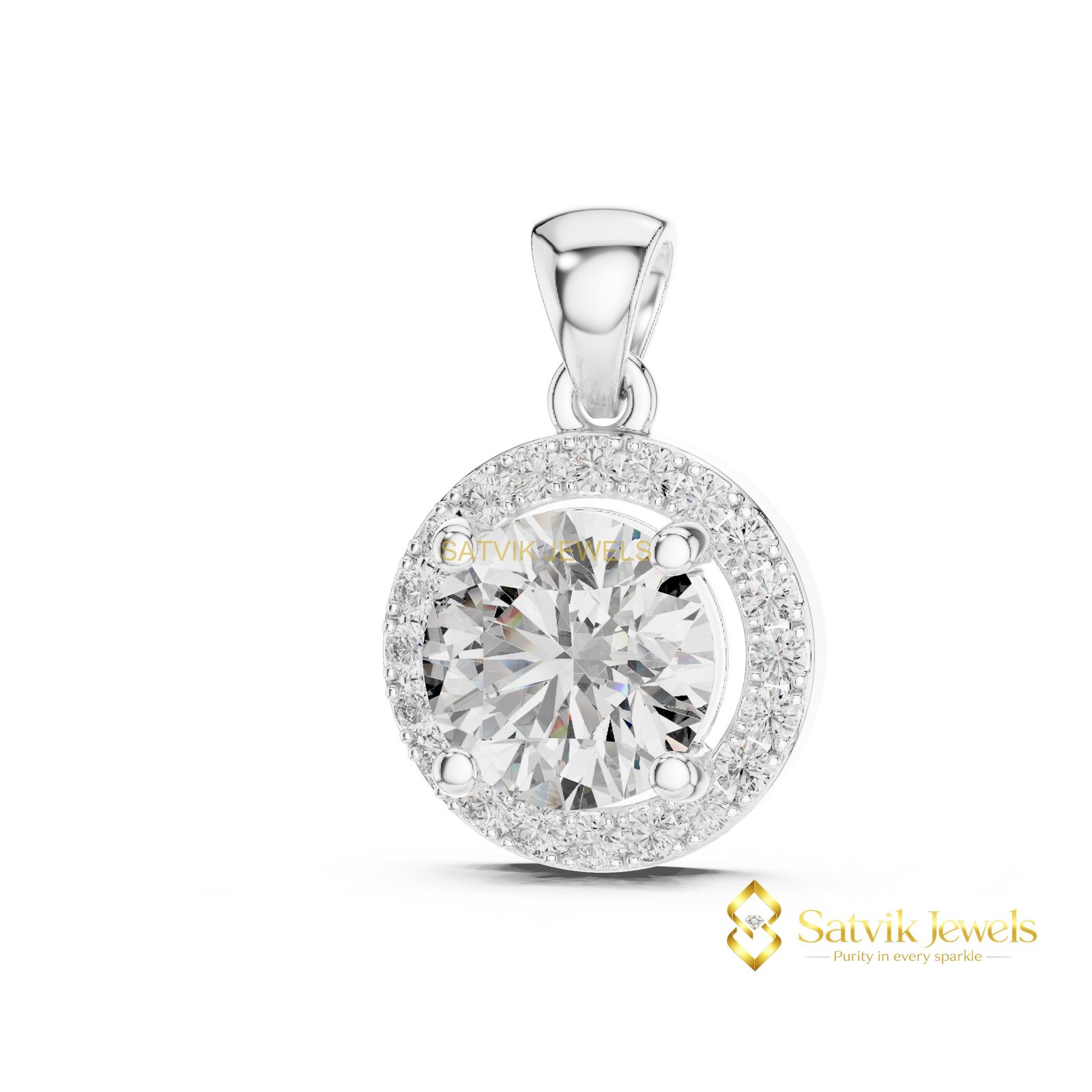 Wedding Lab Grown/CVD VS1 Diamond Classic Women Pendant 10K Gold IGI Round Cut