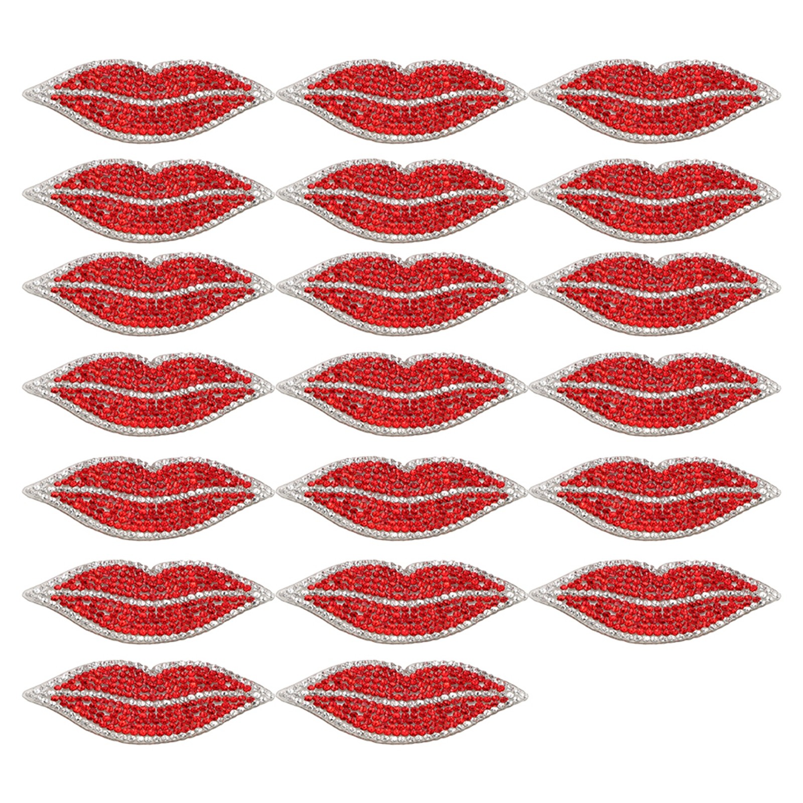 20Pcs Red Lip Rhinestones Resin Crystal Hot Pattern Clothing Decoration