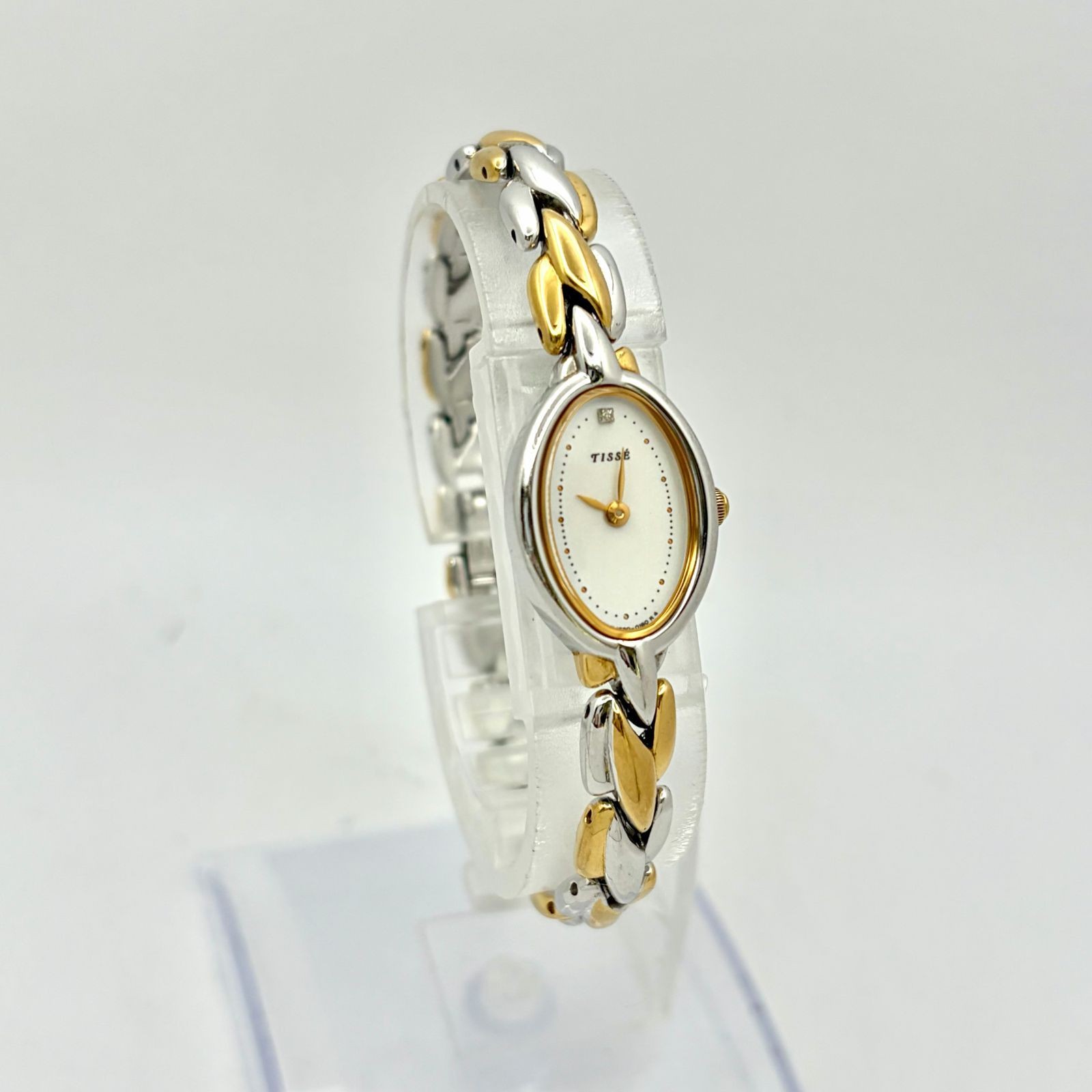 Good Condition New Battery SEIKO TISSE 1P Diamond Ladies Wristwatch Oval 1F20 50