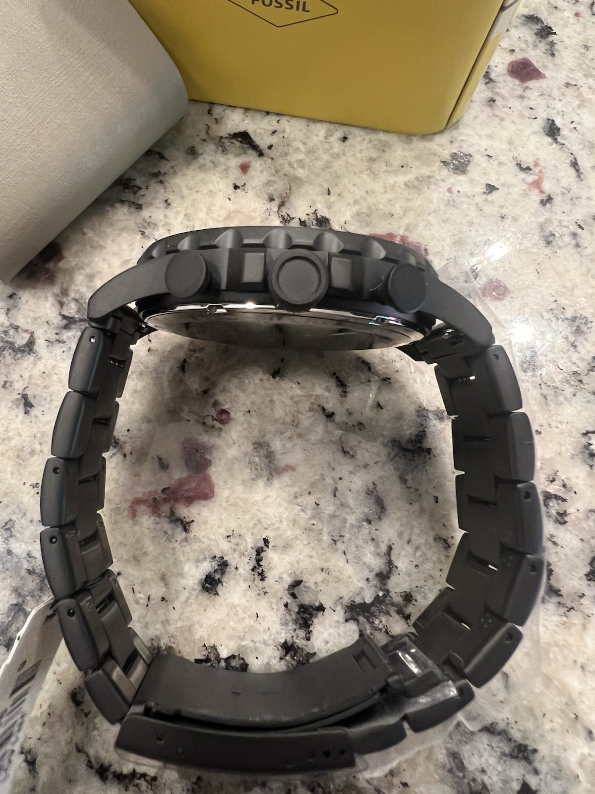 Fossil Nate Chronograph Men’s Watch Black Stainless Steel JR1401 NWT MSRP $195