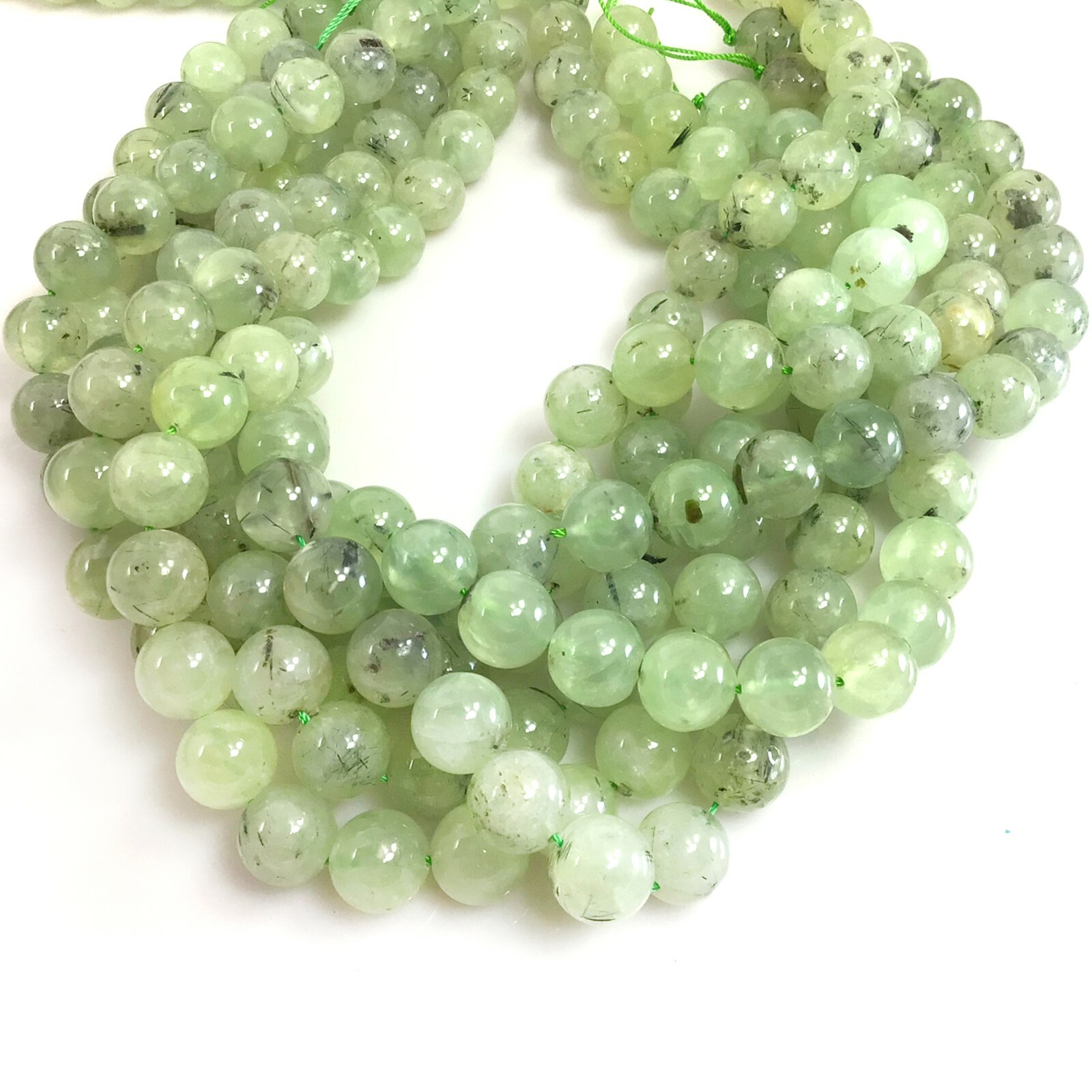 Gemstone Green Natural Prehnite Round Beads 15″ strand 4mm 6mm 8mm 10mm 12mm