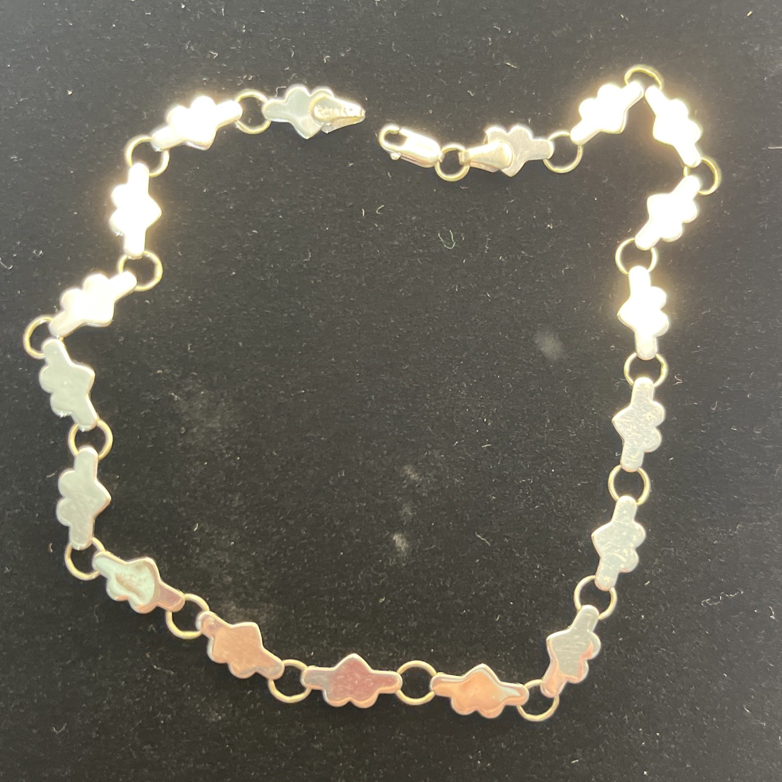 RCI 14K White Gold Puffy Heart Link Anklet/Bracelet 5.89 grams 10.5 in