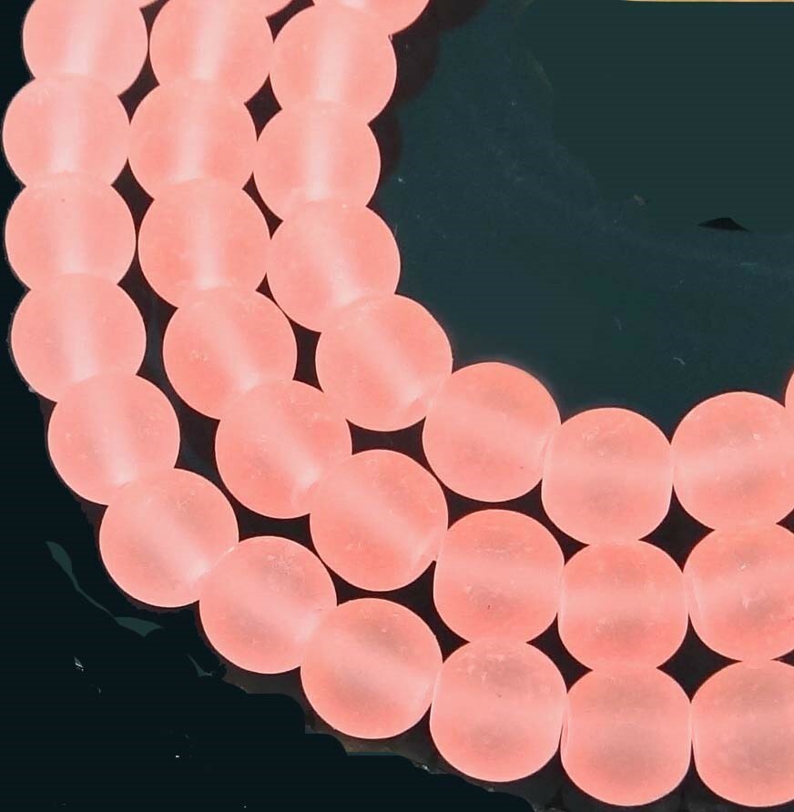 50 Czech Frosted Sea Glass Round / Rocaille Beads Matte light Salmon 6mm
