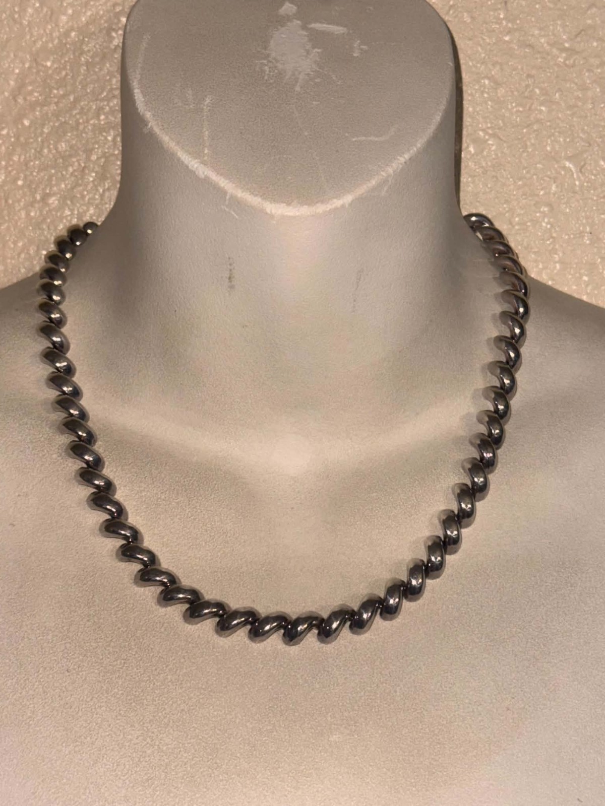 Vintage San Marco 925 Sterling Silver Macaroni Link Chain 19” Necklace 45 Grams