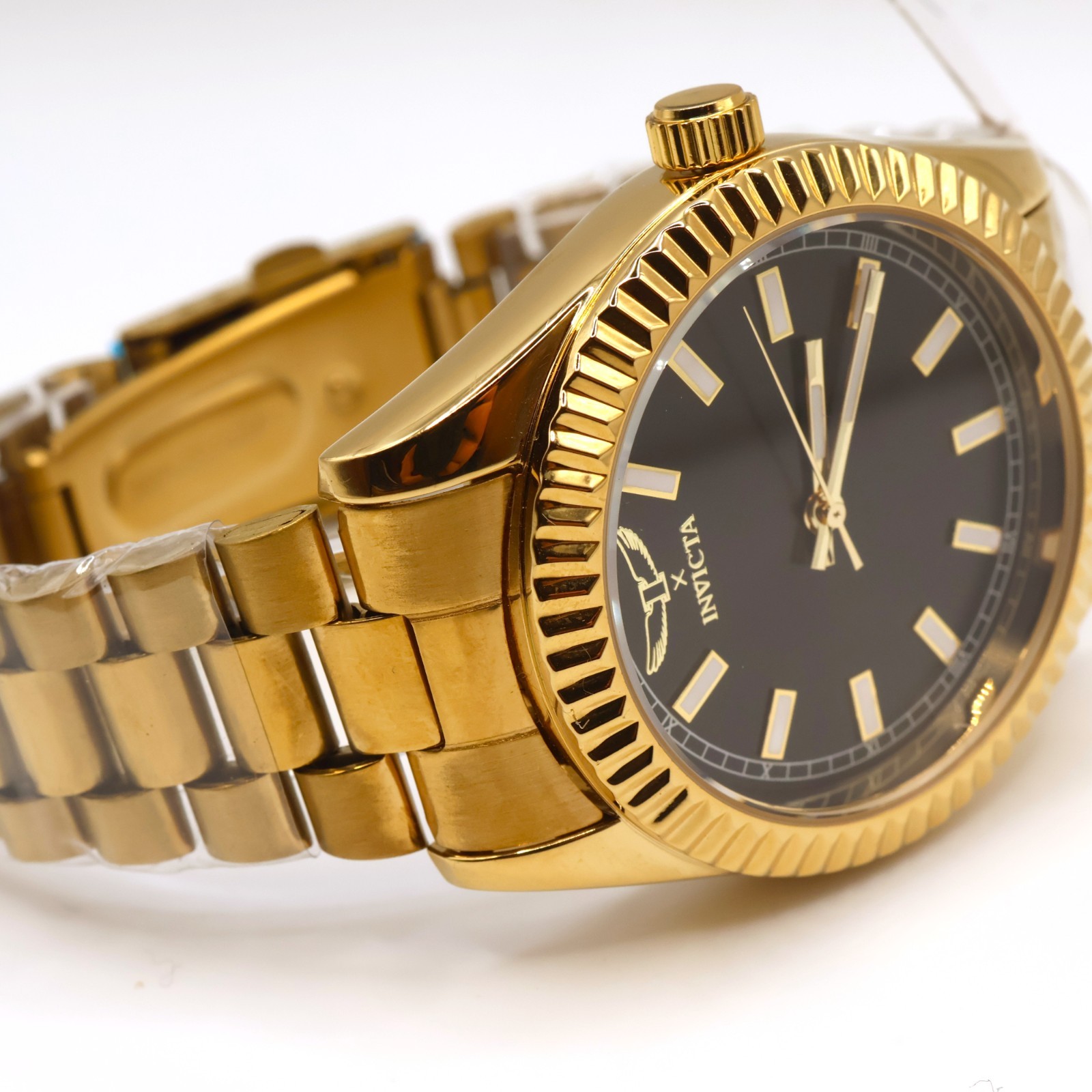 Invicta 69006 Golden Noir Gold Case Black Dial Flame Fusion Crystal Watch